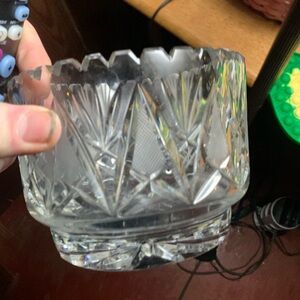 Vintage Imperlux Germany Cut Crystal Frosted Heavy Bowl